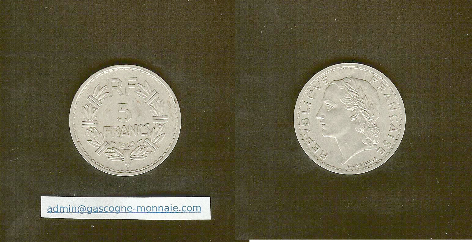 5 francs 1945 C Lavrillier Alu. SUP